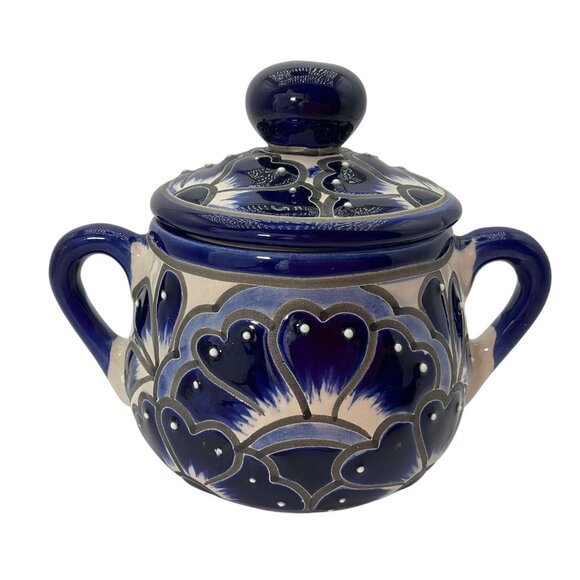 Handmade Other - New Hand-Painted Artisan Handmade Talavera Ceramic Sugar Bowl Jar Canister Lided
